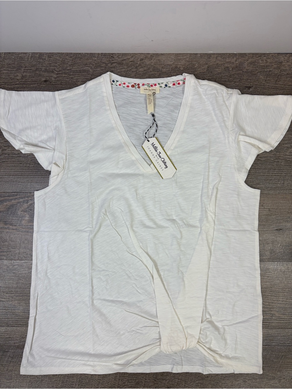 Matilda Jane x Joanna Gaines Homebody Ivory Twist Front Tee NWT Size L